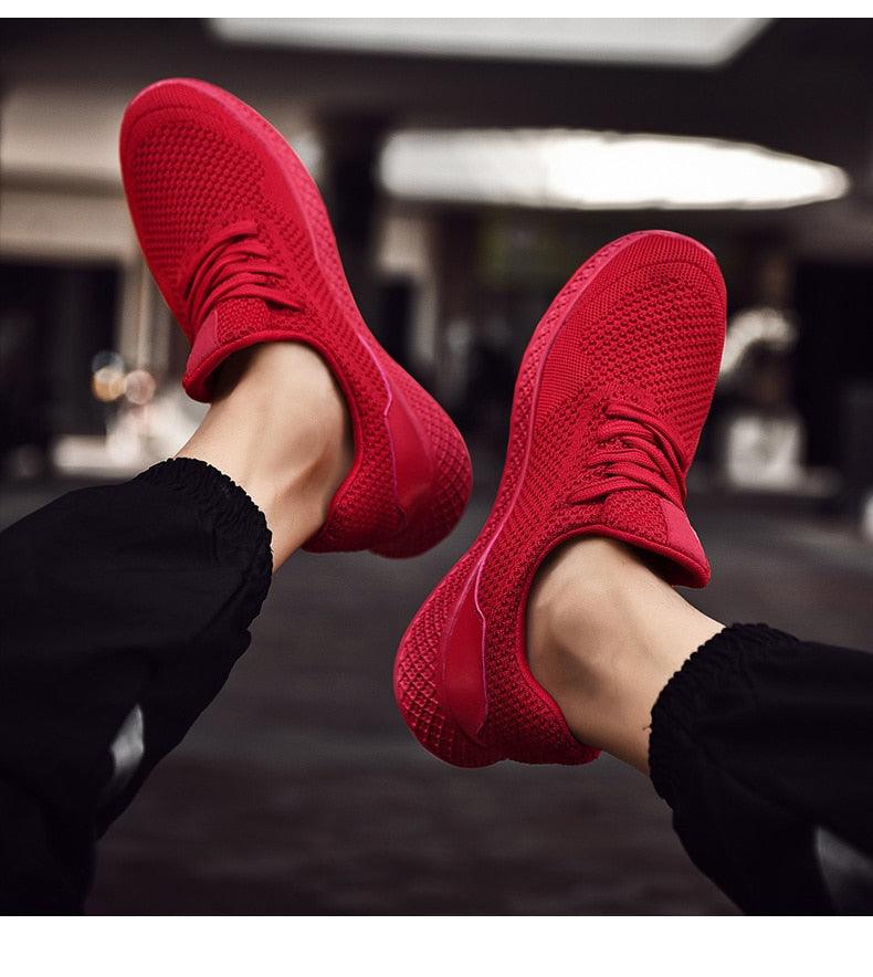 Men's Breathable Mesh Sneakers - Comfortable Lace-Up Walking Shoes