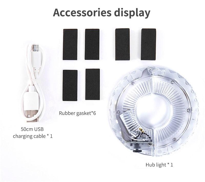 USB Rechargeable LED Smart Bicycle Hub Light with Vibration Sensor