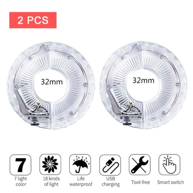 USB Rechargeable LED Smart Bicycle Hub Light with Vibration Sensor