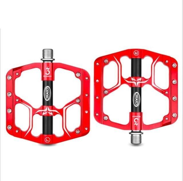 CNC Aluminum Flat Bike Pedals with 3 Sealed Bearings & Cleats