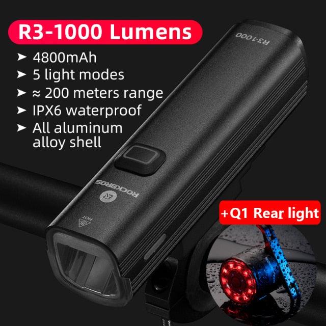 1000LM Rechargeable LED Bike Headlight, Waterproof Cycle Front Lamp