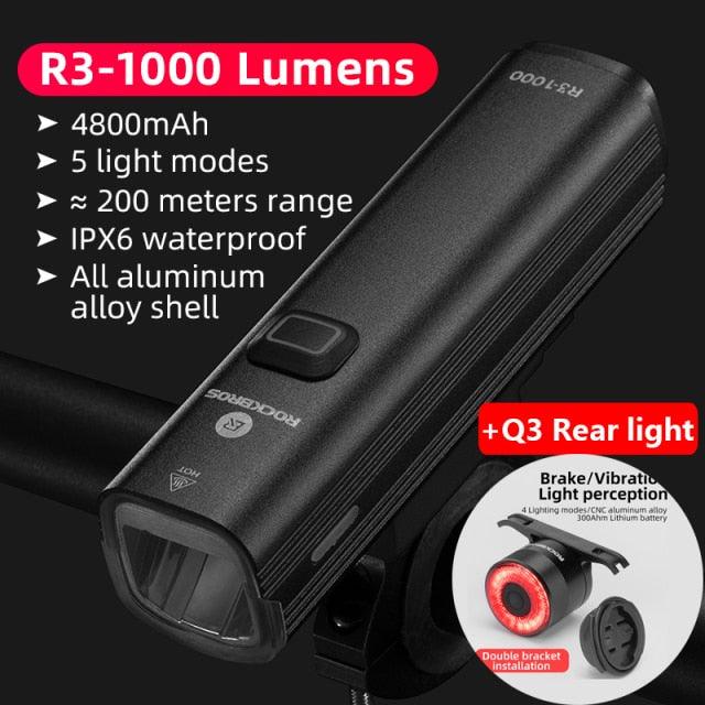 1000LM Rechargeable LED Bike Headlight, Waterproof Cycle Front Lamp