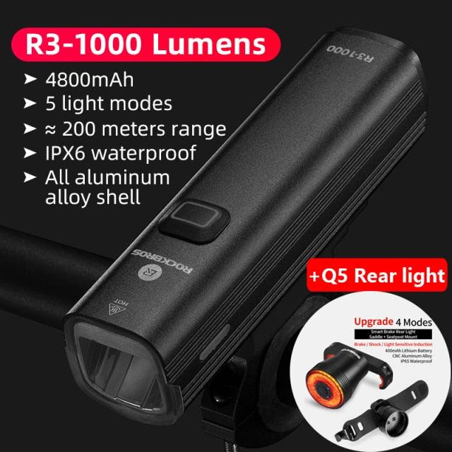 1000LM Rechargeable LED Bike Headlight, Waterproof Cycle Front Lamp