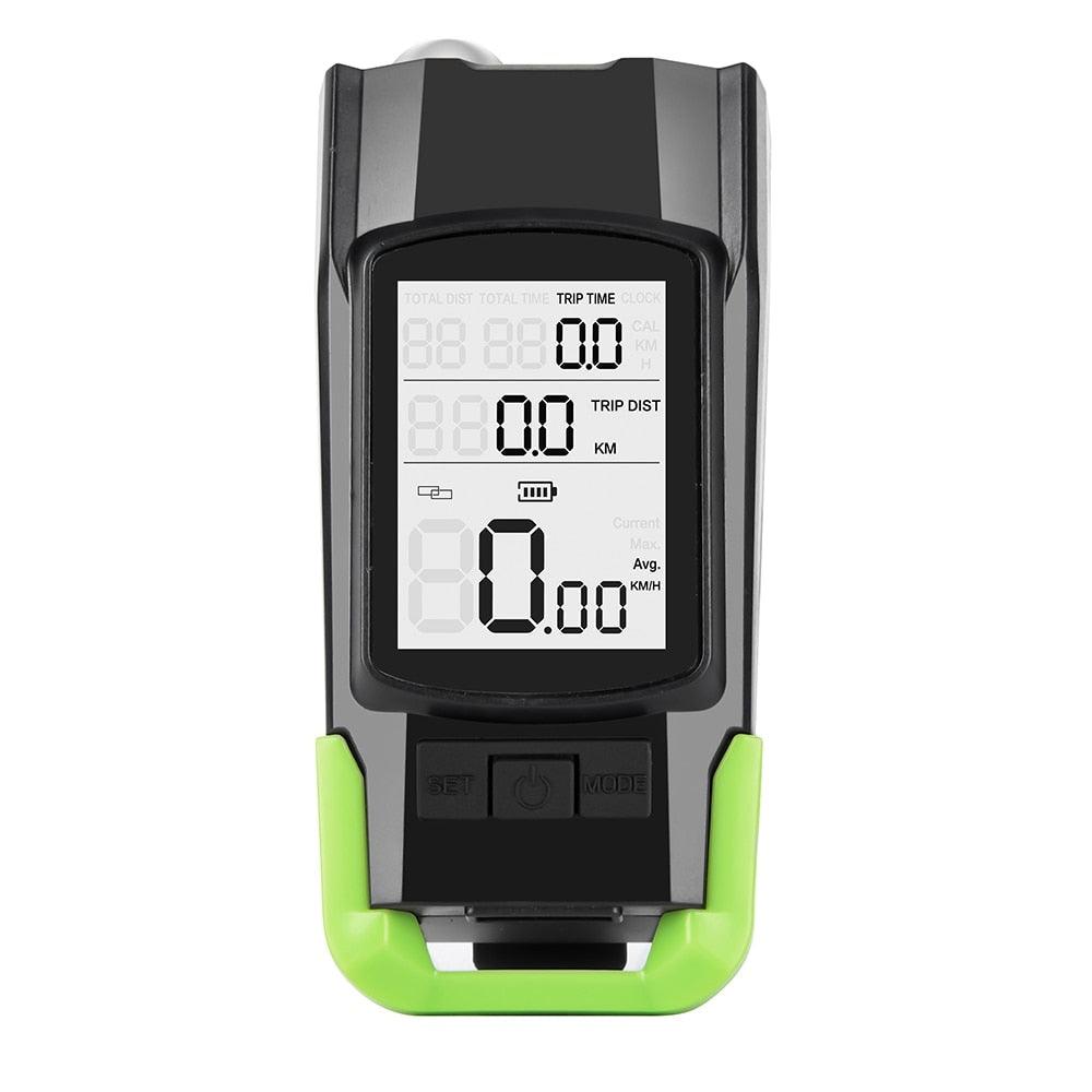 4-in-1 Bike Light with Speedometer, Horn & 4000mAh Power Bank