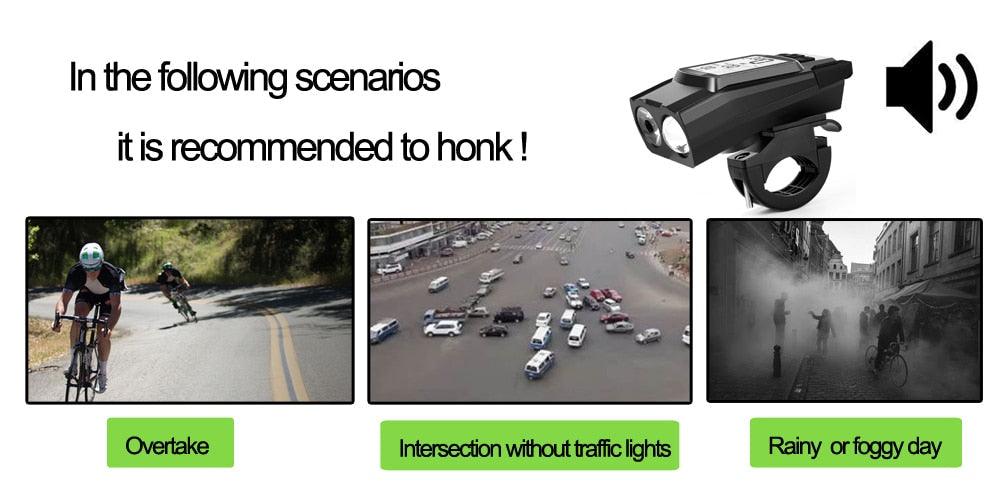4-in-1 Bike Light with Speedometer, Horn & 4000mAh Power Bank