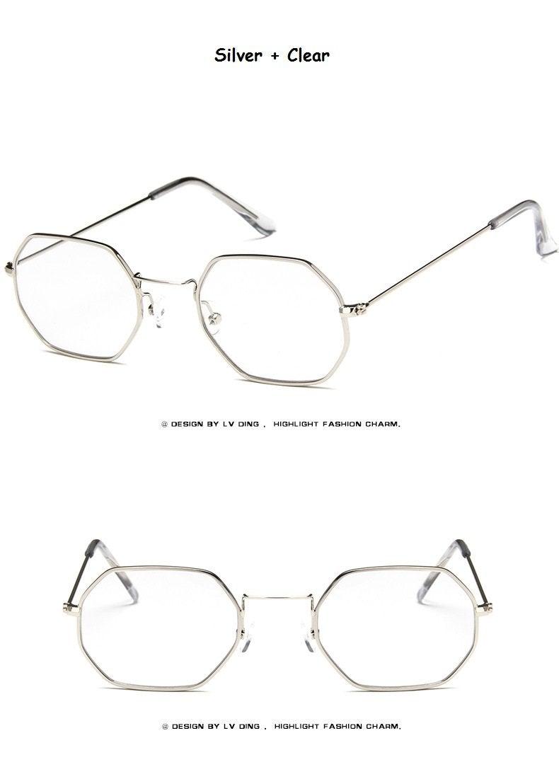 Classic Retro Small Polygon Sunglasses Delicate Metal Frame Shades