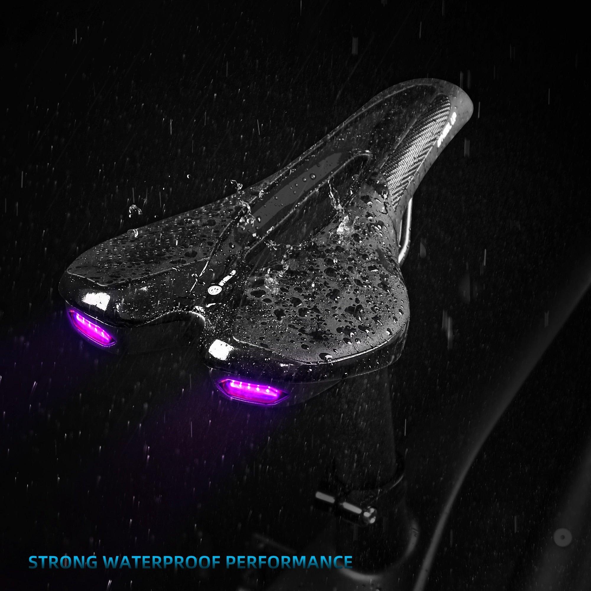 Road Bike Saddle with USB LED Taillight, Soft Breathable Seat