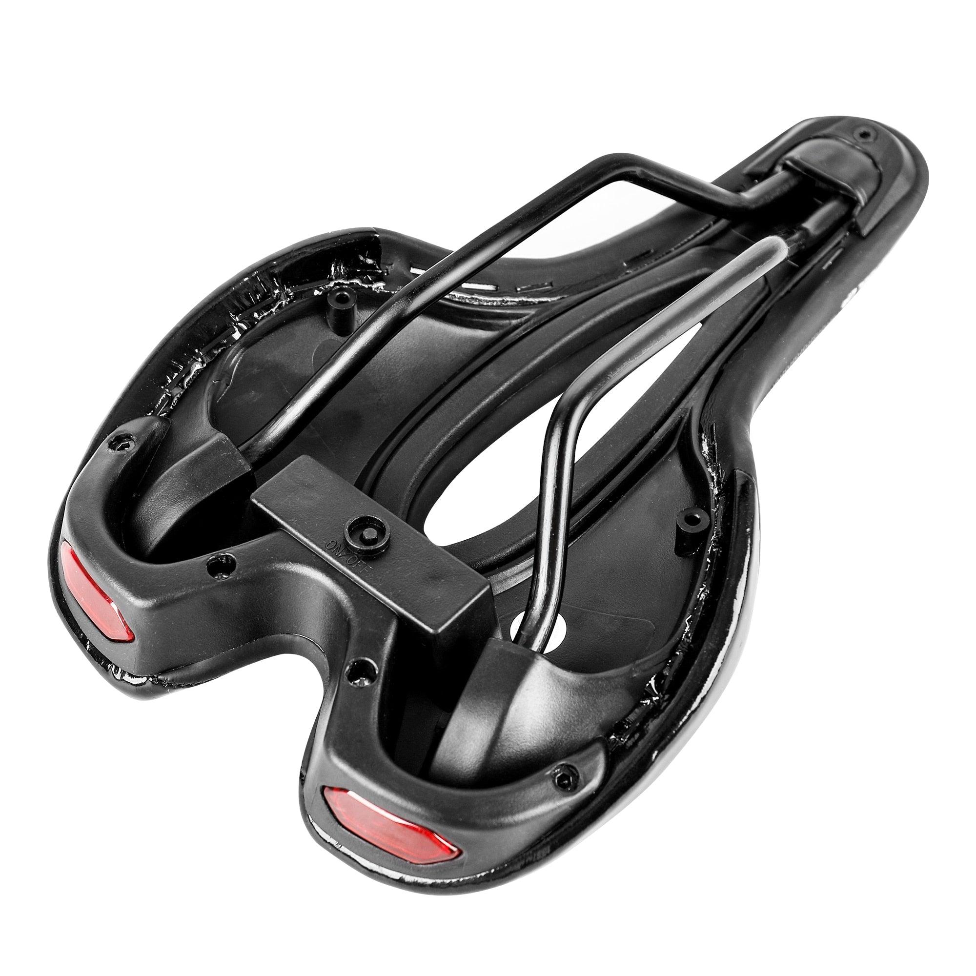 Road Bike Saddle with USB LED Taillight, Soft Breathable Seat