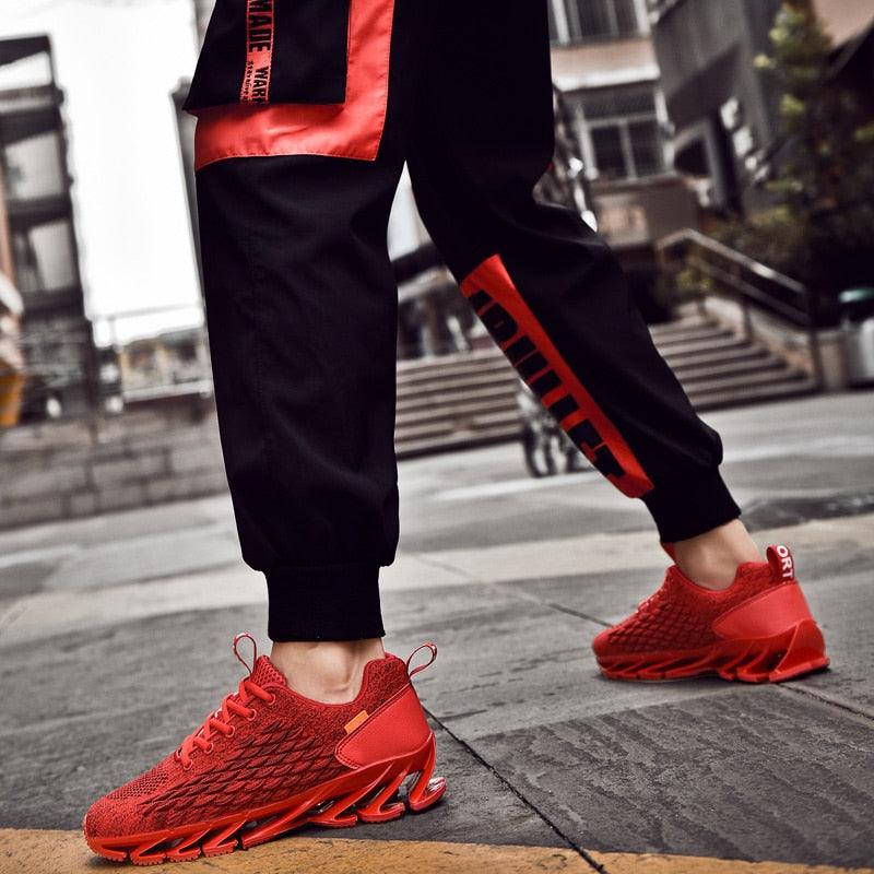 Unisex Breathable Knit Running Sneakers - Black & Orange Sport Shoes