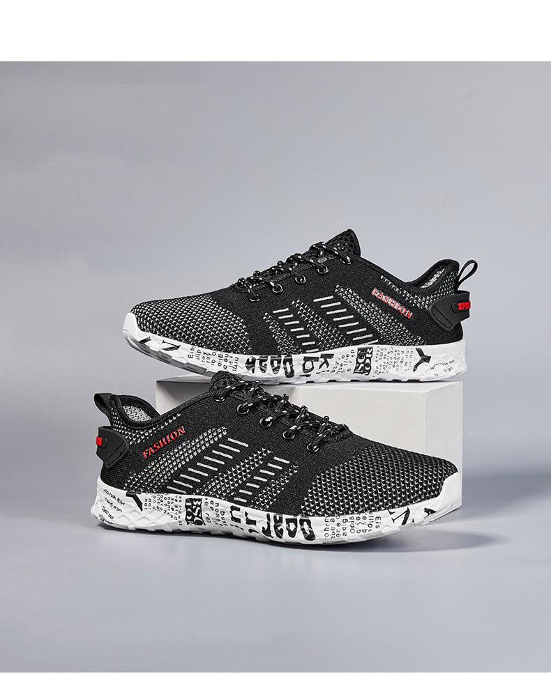 Mens Air Mesh Lightweight Sneakers - Breathable Black Sport Shoes