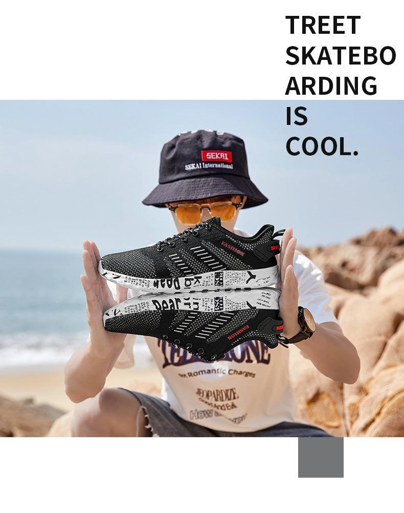 Mens Air Mesh Lightweight Sneakers - Breathable Black Sport Shoes
