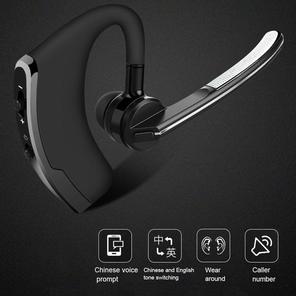 Elegant Black Hands-Free Bluetooth Earphone with HD Mic