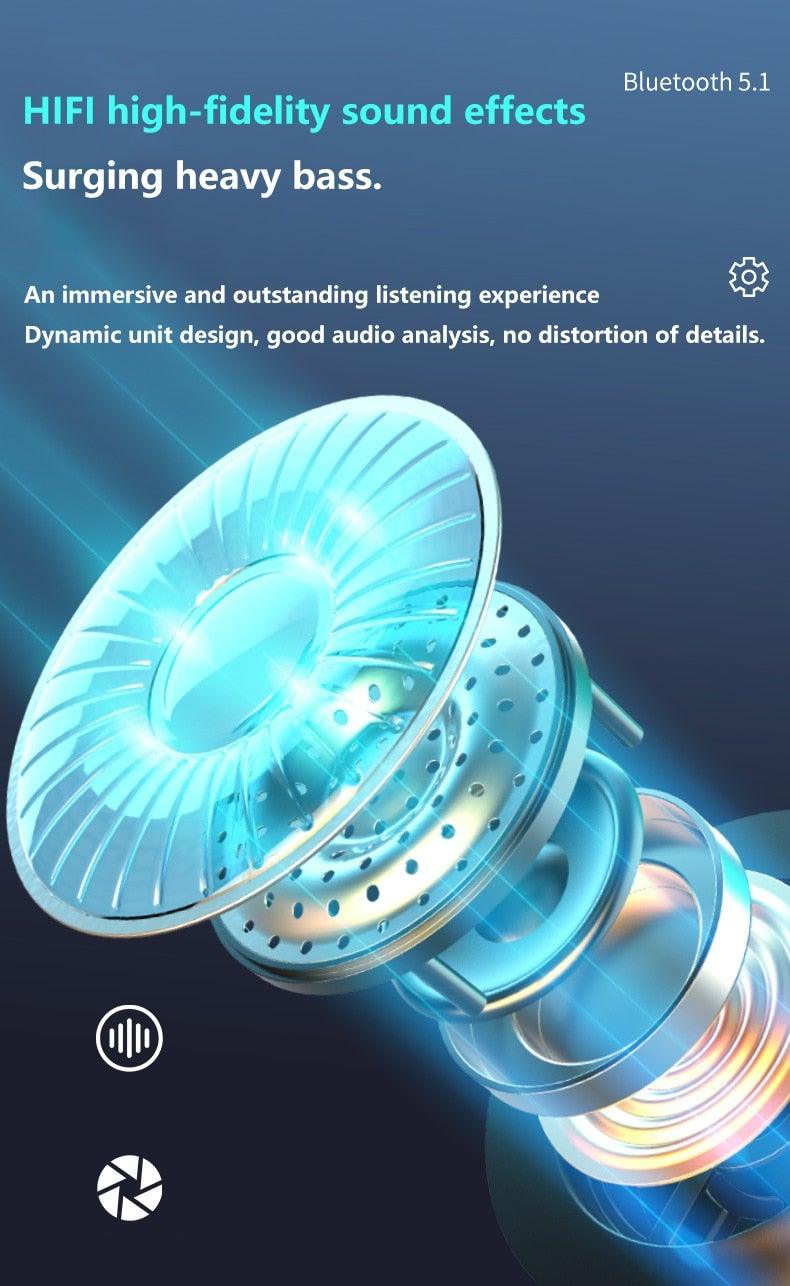 Bluetooth 5.1 Wireless Sports Earphones with Microphone & Bass
