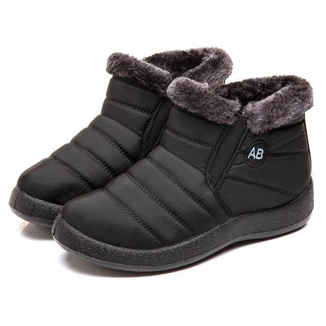 Womens Waterproof Winter Snow Boots, Faux Fur Lined Slip On Booties
