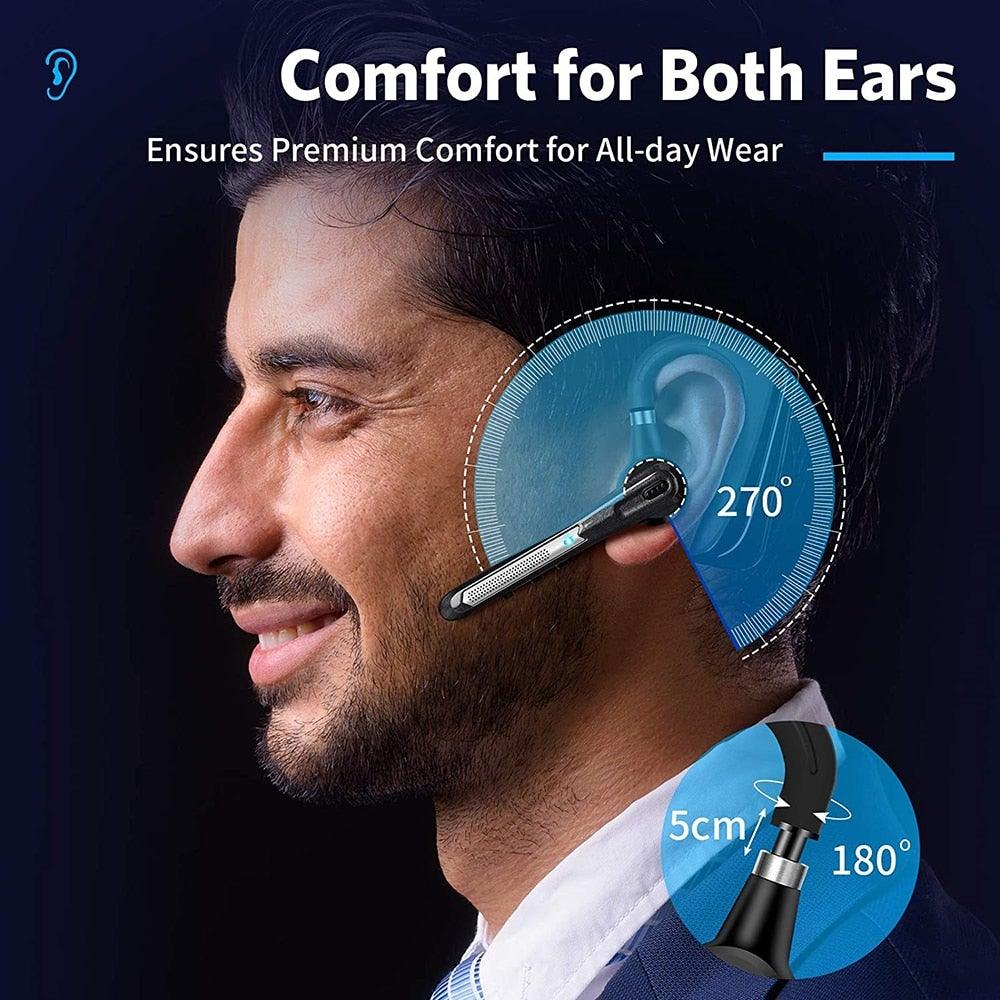 Noise-Cancelling Bluetooth 5.0 Handsfree Headset with Dual HD Mic
