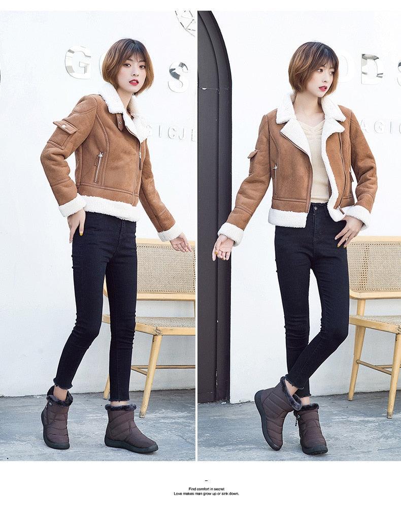 Women’s Fur Lined Winter Ankle Boots – Warm Slip-On Snow Shoes