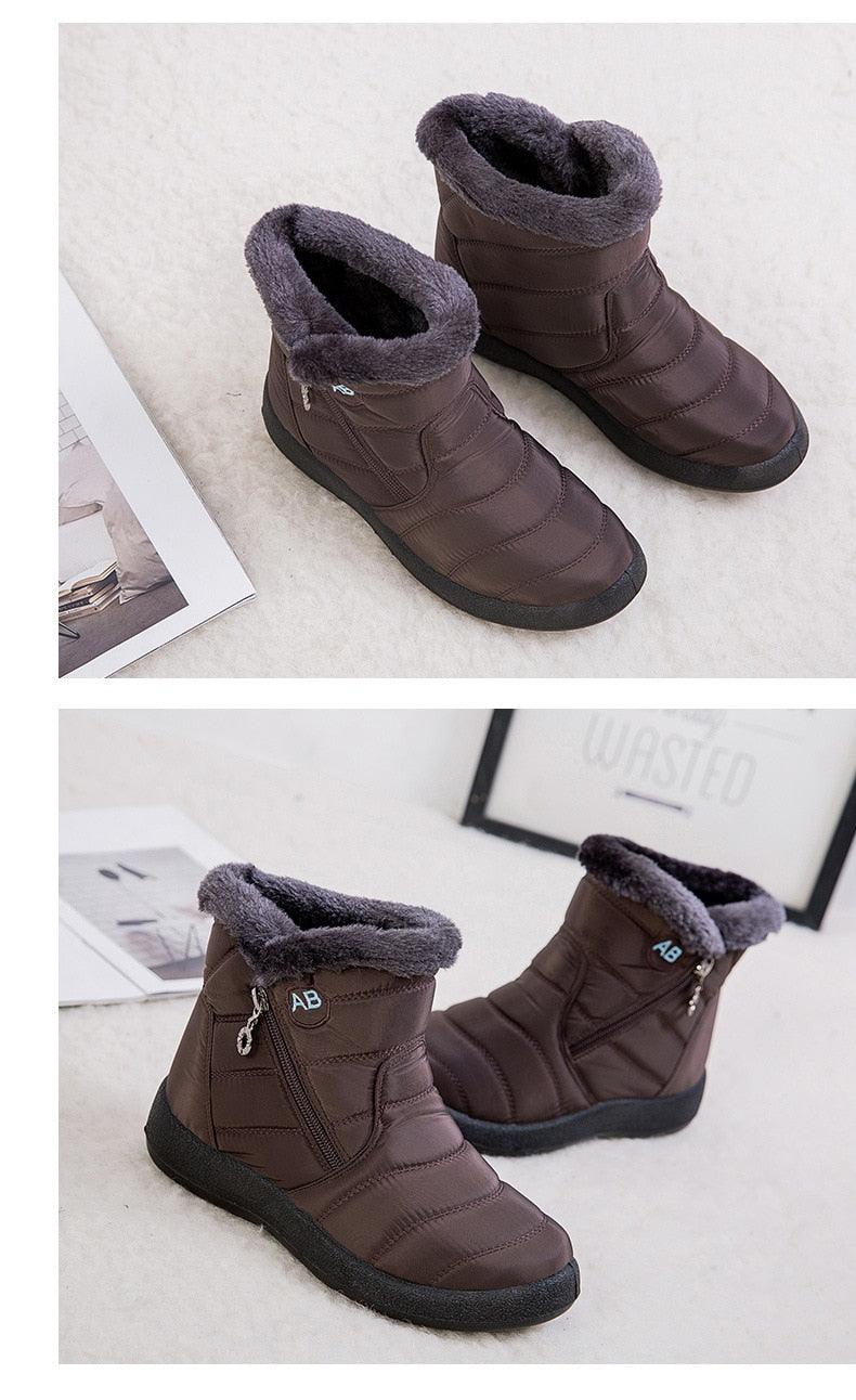 Women’s Fur Lined Winter Ankle Boots – Warm Slip-On Snow Shoes