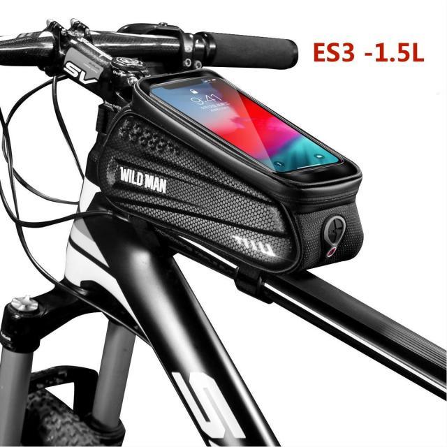Waterproof Bike Frame Bag with Touchscreen Phone Mount - Black