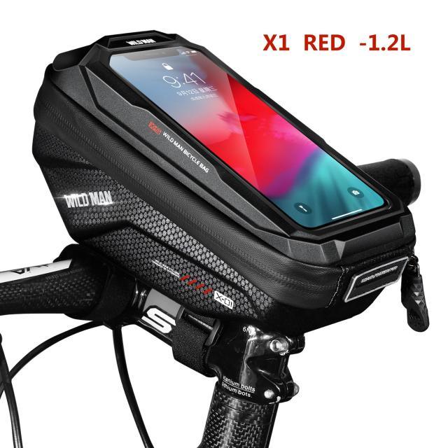 Waterproof Bike Frame Bag with Touchscreen Phone Mount - Black