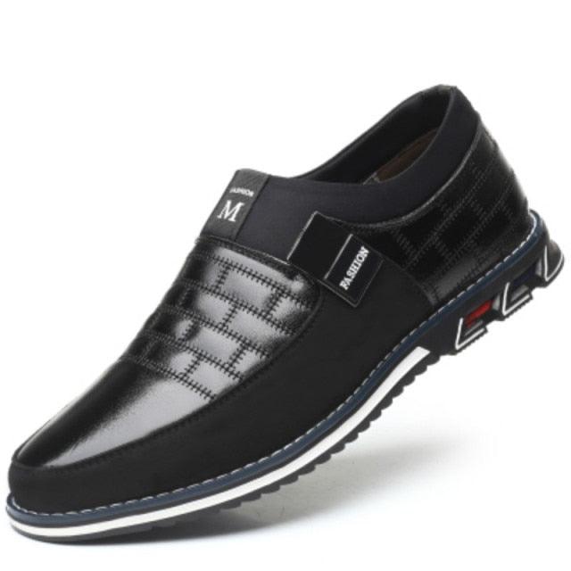 Mens Leather Casual Sneakers Round Toe Business Walking Shoes