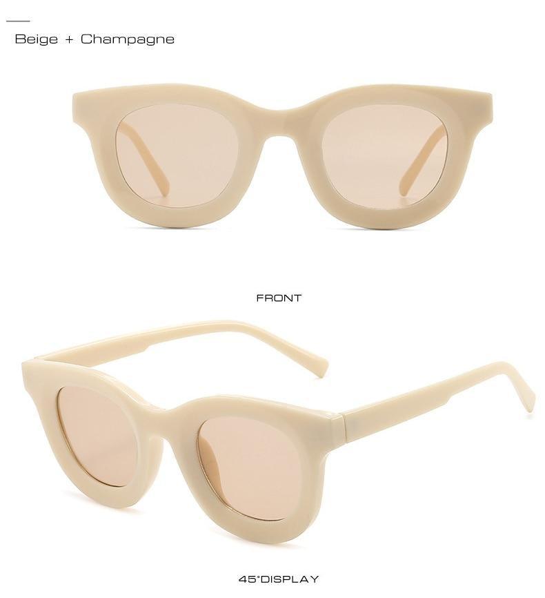 Round Fashion Sunglasses with Blue Light Filtering for Women