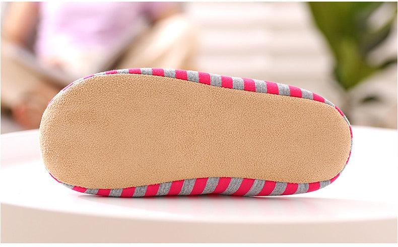 Women’s Cute Rabbit Striped House Slippers - Soft Indoor Flats