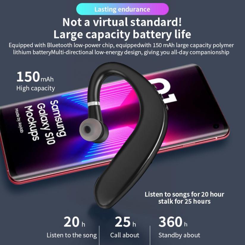 Bluetooth Wireless Single Ear Hook Headphone with Noise Cancelling