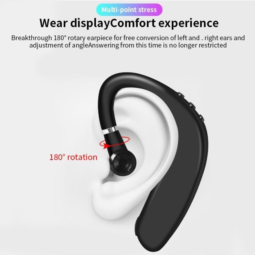 Bluetooth Wireless Single Ear Hook Headphone with Noise Cancelling