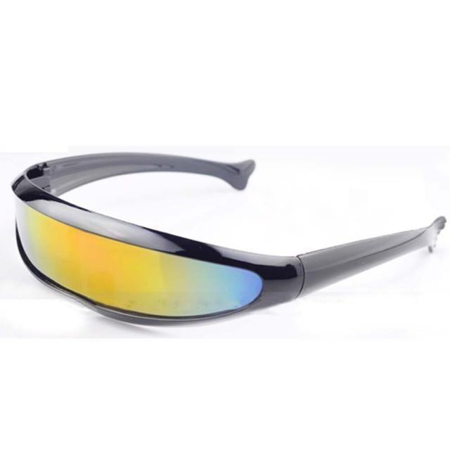 Futuristic Narrow Cyclops Visor Sunglasses Mirrored Robot Eyewear