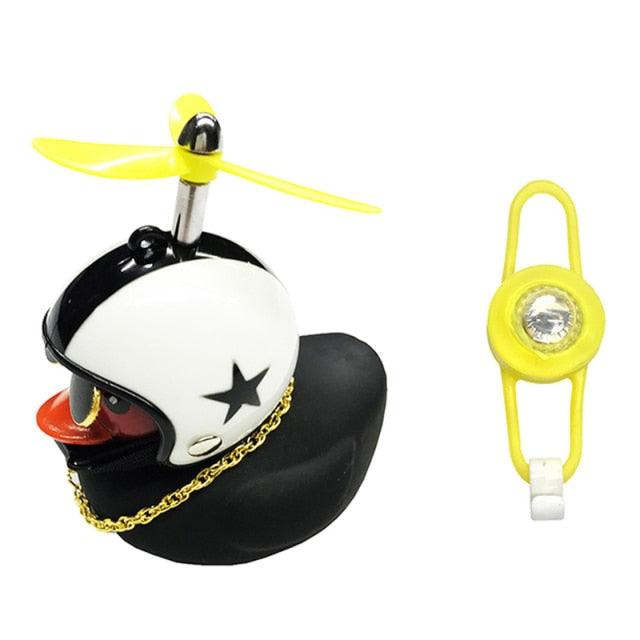 Yellow Rubber Duck Bicycle Bell with Propeller Helmet and Glasses