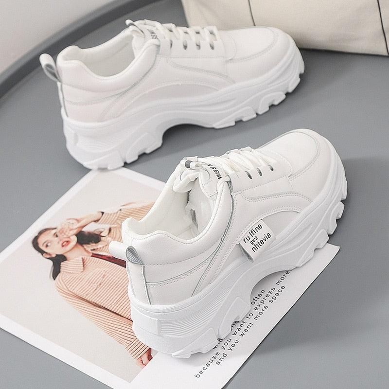 Women's Chunky Platform Winter Sneakers with Rainbow Detail