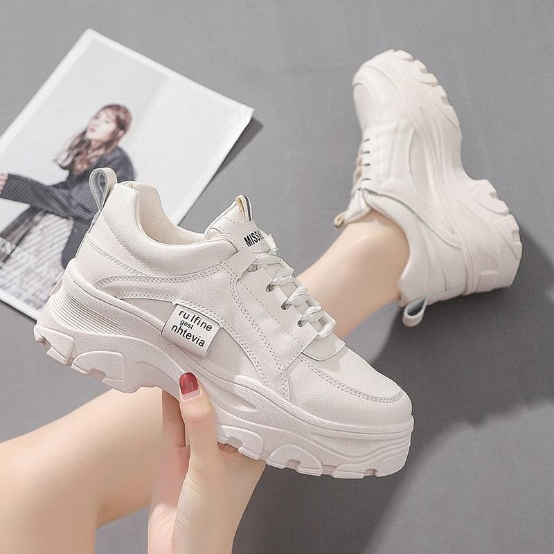 Women's Chunky Platform Winter Sneakers with Rainbow Detail