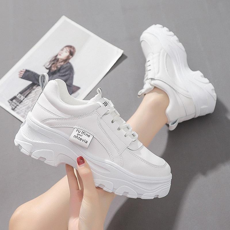 Women's Chunky Platform Winter Sneakers with Rainbow Detail