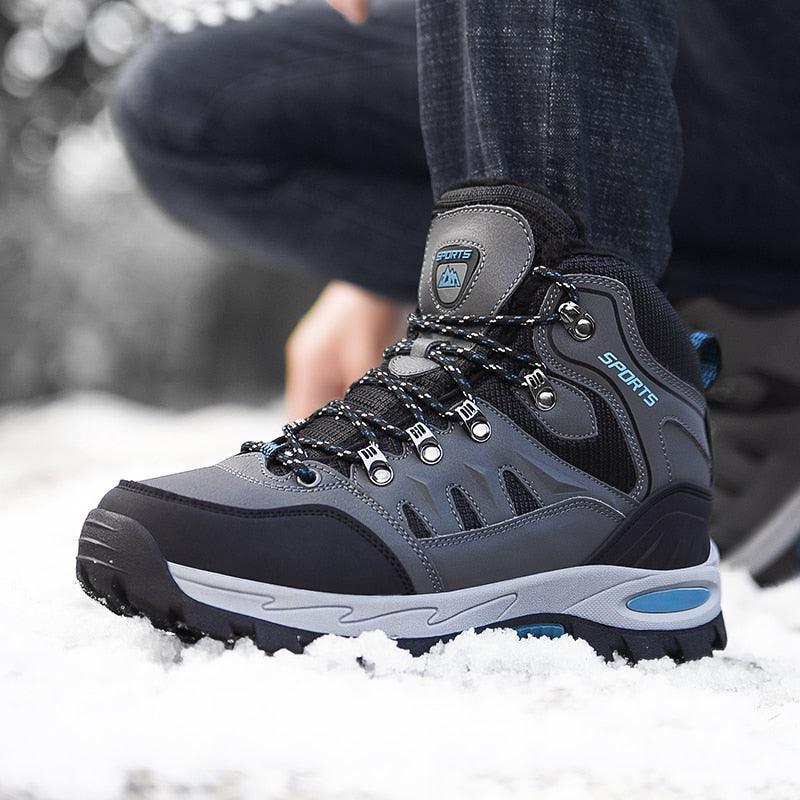 Mens Waterproof Winter Snow Boots, Warm Lined Ankle Hiking Boots