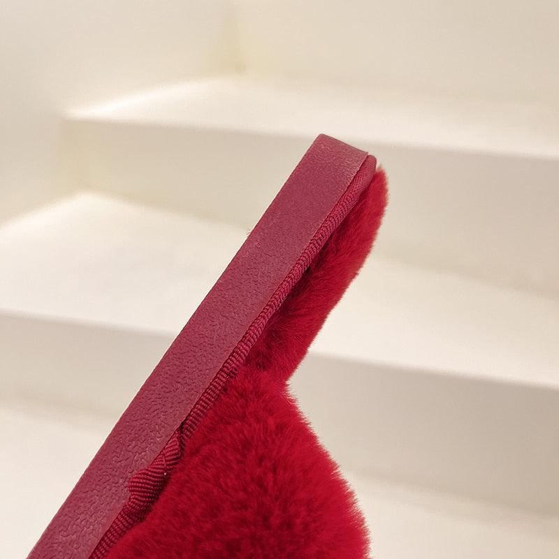 Women’s Faux Fur Cross-Strap Indoor Slides with Memory Foam