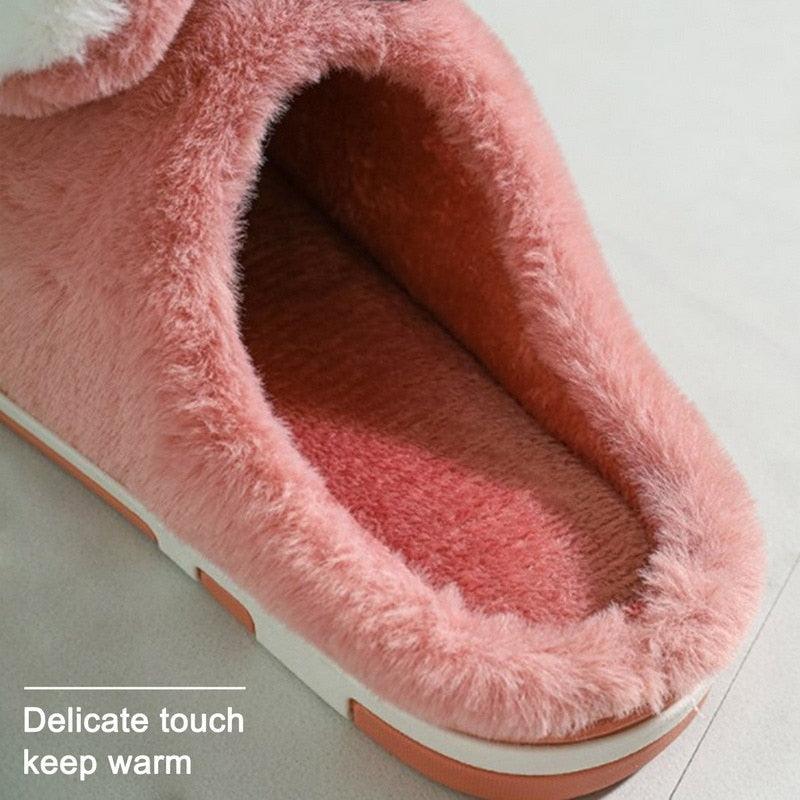 Plush Faux Fur Slippers - Unisex Fuzzy House Slides for Home