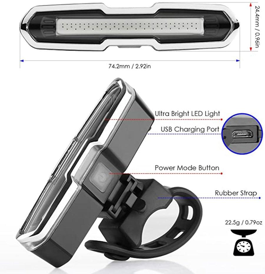 Ultra-Bright USB Rechargeable LED Bike Tail Light 5-Mode Safety