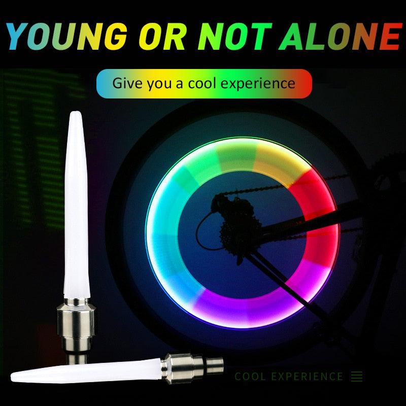 Colorful LED Bicycle Wheel Valve Lights Safety Neon Tire Lamps