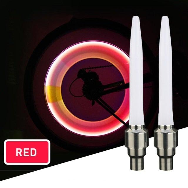 Colorful LED Bicycle Wheel Valve Lights Safety Neon Tire Lamps