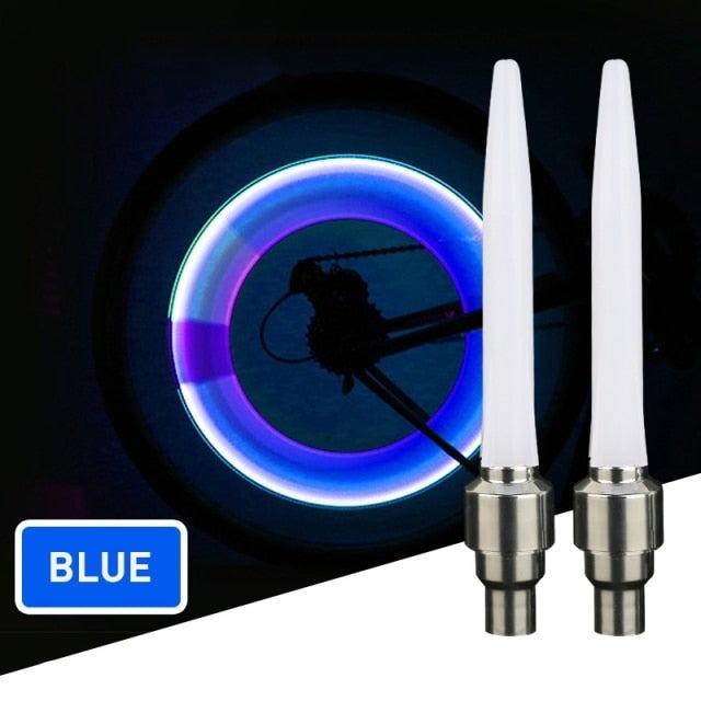 Colorful LED Bicycle Wheel Valve Lights Safety Neon Tire Lamps