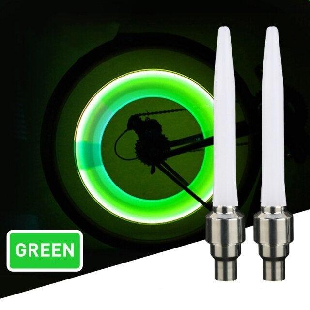 Colorful LED Bicycle Wheel Valve Lights Safety Neon Tire Lamps