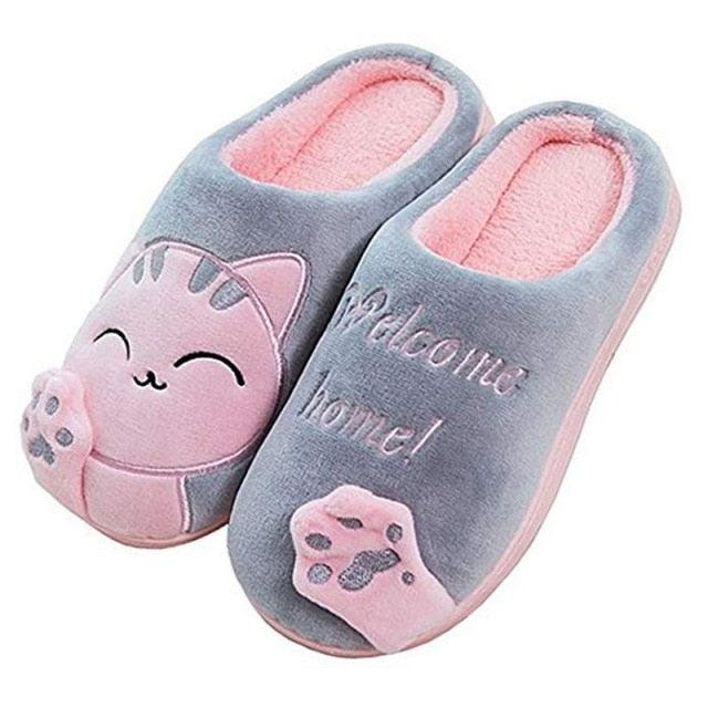Women's Cozy Knit House Slippers with Memory Foam, Pink & Grey