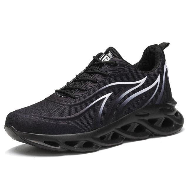Men's Flame Print Breathable Mesh Running Sneakers Lightweight