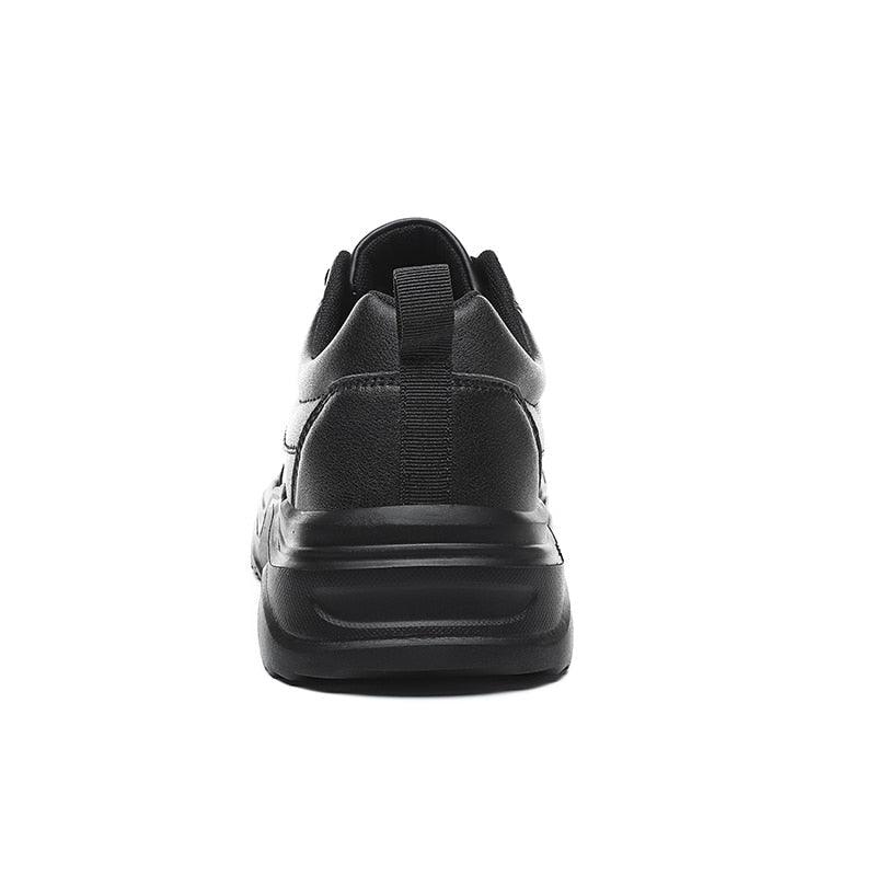 Men's Black Plush Lined Winter Sneakers - Leather Casual Trainers