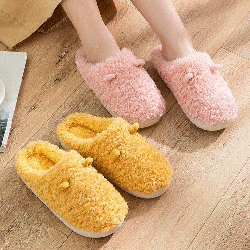 Plush Faux Fur Slippers - Unisex Fuzzy House Slides for Home