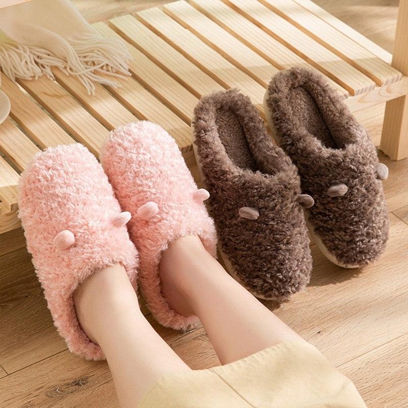 Plush Faux Fur Slippers - Unisex Fuzzy House Slides for Home