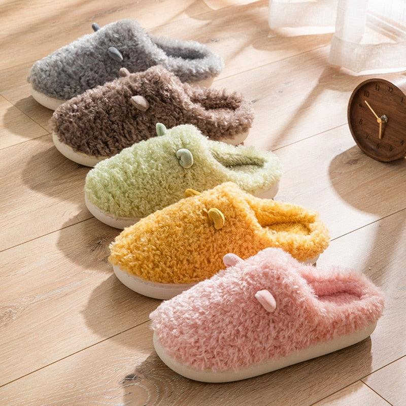 Plush Faux Fur Slippers - Unisex Fuzzy House Slides for Home
