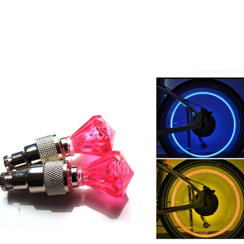 Motion-Activated LED Bicycle Tire Valve Lights - Neon Glow Lamp