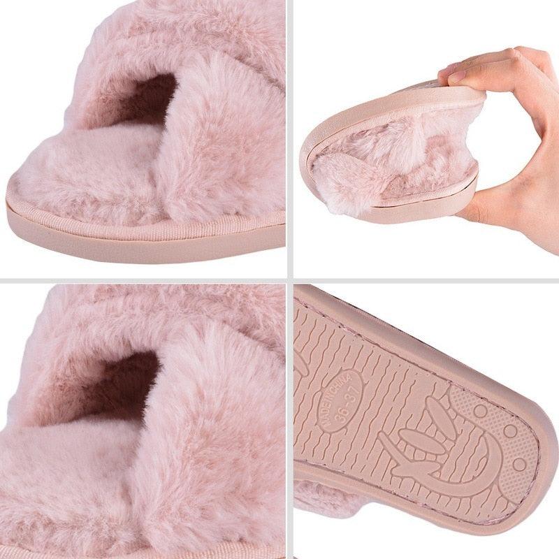Women’s Warm Fluffy Memory Foam Slippers – Cozy Indoor Slides