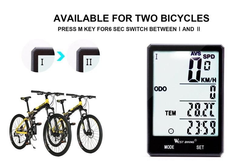 Wireless Bike Computer Speedometer with Large LCD Backlight Display